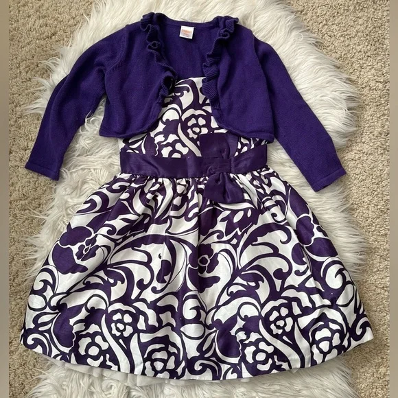 gymboree purple dress GYMBOREE Girls Dressed Up Floral Flower Purple DRESS Size 5